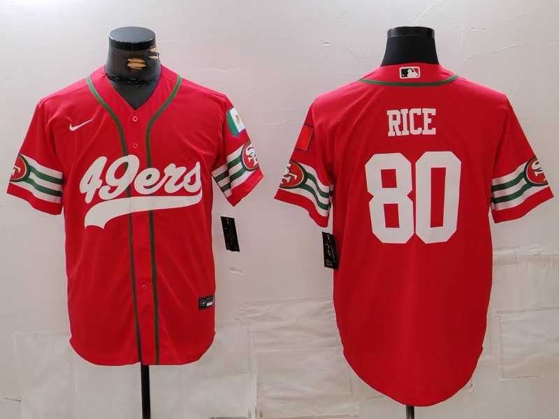 Mens San Francisco 49ers #80 Jerry Rice Red Mexico Cool Base Stitched Baseball Jersey